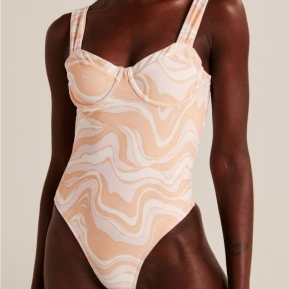 Abercrombie & Fitch Other - Abercrombie & Fitch Cream and Tan Swimsuit new without tags size M